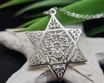 Sterling Silver Star of David Necklace: Judaica Magen David Pendant