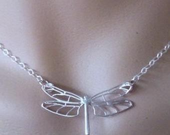 Sterling Silver Dragonfly Necklace: Insect Jewelry