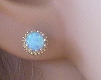 Tiny Opal Jewelry- Stud Earrings - Opal Small Earrings - Gold Post 5 mm - Simple Earrings