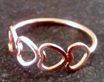 Anillo de corazón de oro, anillo apilable, anillo de oro rosa, anillo minimalista, anillo de amor, anillo simple, joyería para todos los días