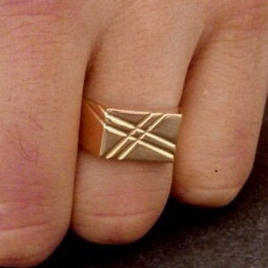 14k guldfylld signetring: Geometriska unisex-smycken