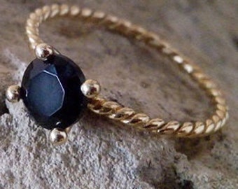 Black Onyx Ring: 14k Gold Filled Gemstone Stacking Ring