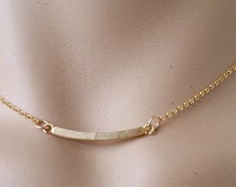 gouden bar ketting, sierlijke handgemaakte ketting, elke dag, eenvoudig, verjaardag, bruiloft, bruidsmeisje sieraden