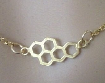 Honey Comb Necklace, Gold necklace, Honeycomb Necklace, Collarbone Necklace, Birthday Gift, Everyday Wear, Gift For Her