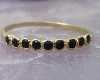 Tiny Onyx Ring: 14k Gold Filled Bezel Stack Ring