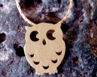 Owl Necklace ,Gold Charm Necklace, yellow gold necklace, Gold filled Owl Necklace,  Bridesmaid Gifts, Weddings, Bridal