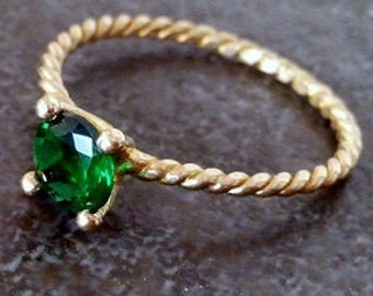 May birthstone, emerald ring, gold ring, delicate ring, stackable birthstone ring, mothers ring,14k gold filled, engagement ring.