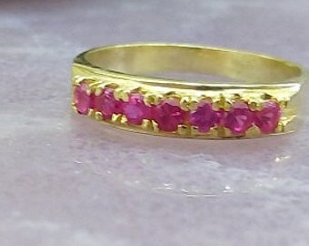 Ruby Stacking Ring: 14k Gold Filled Band with Lab Grown Gemstones