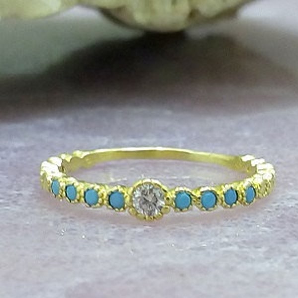 Stack ring, Turquoise ring, crystal ring, wedding ring, delicate slim ring, thin ring, classic ring