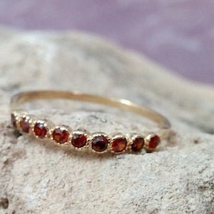 Garnet Ring: January Birthstone, 14k Gold Filled Stacking Ring