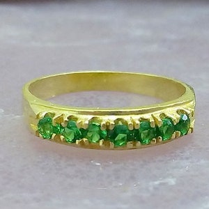 Emerald Stacking Ring: Dainty 14k Gold Filled Band