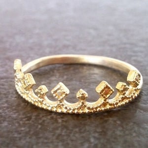 Gold crown ring,  princess ring, stacking ring, simple band, royal ring, bridmaid ring, everyday jewelry