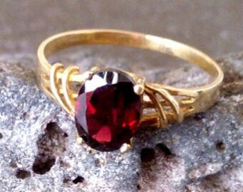Garnet ring, gold ring, simple ring, january ring, birthstone ring, lace ring, wrap band, gift idea