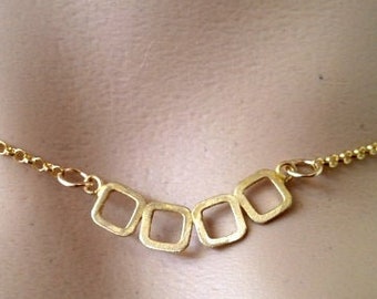 geometric squares necklace, square necklace, cube necklace, gold necklace, charm necklace, silver necklace