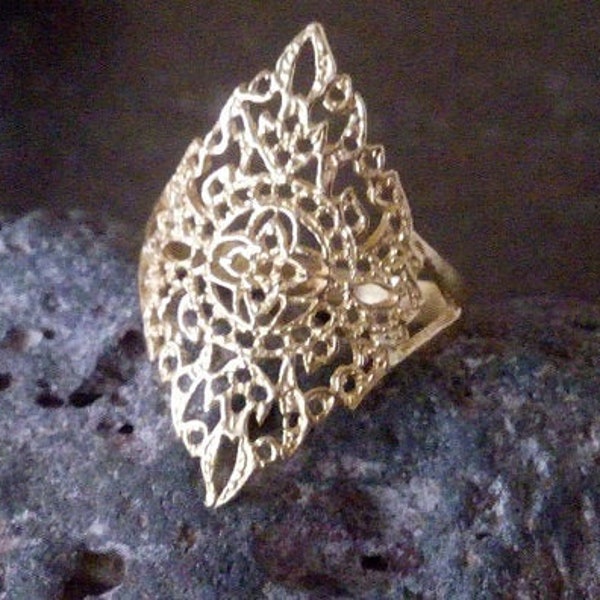 Gold Filigree Ring, Lace Ring, Bridesmaids Ring, Friendship Ring, Bridal Ring, Vintage Ring, Gift for Her, Floral Ring