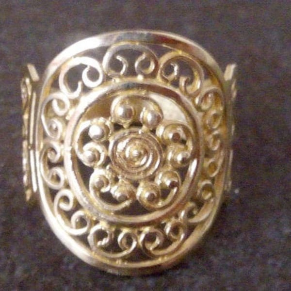 14k Gold Filled Filigree Ring: Wide Lace Band