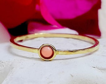Koralle Edelstein Ring: 14k Gold Filled Dünnes Band