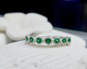 Emerald Ring, May Birthstone Ring, Gemstones Ring, Stack Stacking Ring, Sterling Silver Ring, Green Ring, Dainty Ring, Tiny Ring