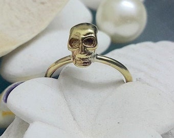 14k Gold Filled Skull Ring: Gothic Punk Jewelry