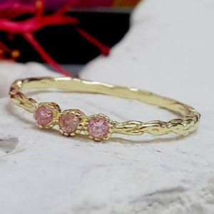 Rozenkwartsring: 14k gold filled stapelbare edelsteenband