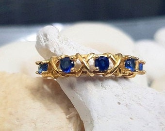 Slim 14k Gold Filled Sapphire Ring: Stackable Prong Setting