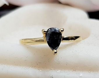 Pear Black Onyx Ring: 14k Gold Filled Gemstone Ring