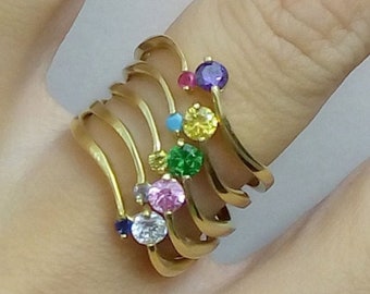 Dual Birthstone Ring, Gemstone Ring, Personalized Birthstone Ring, Double Stone Ring, Gold Ring