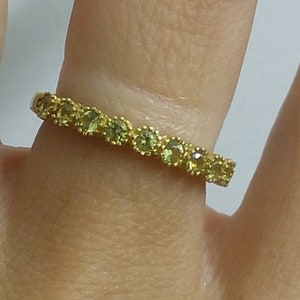 Tiny Peridot Ring, Stack Ring, Bezel Set, Light Green Ring, Olive Slim Ring, Dainty Ring