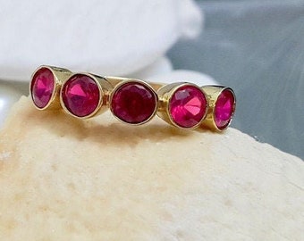 Ruby stacking ring, july ring, gold ring, stack dainty ring, gemstone ring, tiny ring, many stones ring, wedding gift