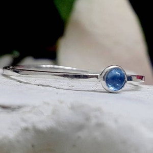 Tiny Aquamarine ring - Thin Ring - Silver Ring - Gemstone Ring - March Jewelry - Thin Ring - Slim Band - Simple Ring