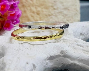 Hammered Gold Filled Ring: Simple Stacking Band (1.5mm)