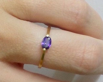 Amethyst Ring: 14k Gold Filled, Tiny Stacking Ring