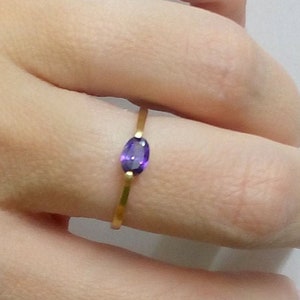Amethyst Ring: 14k Gold Filled, Tiny Stacking Ring