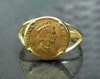 Coin ring, double band, gold ring, shinning ring, dainty gold ring, coin jewelry, cute ring, simple ring, everyday ring