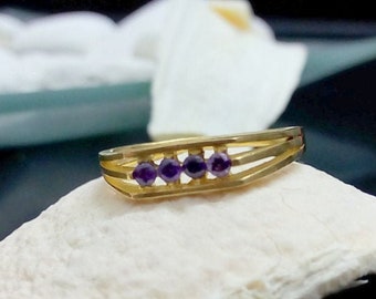 14k Gold Filled Amethyst Ring: February Birthstone Stacking Ring