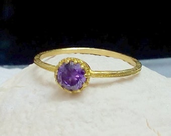 Gold Filled Amethyst Ring: February Birthstone Stacking Ring