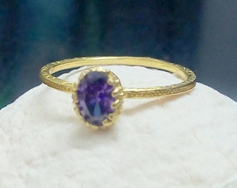SALE!Birthstone ring ,amethyst bezel ring,February jewelry, Tiny purple band, Gold bezel ring,Stacking ring, wedding ring, bridal jewelry