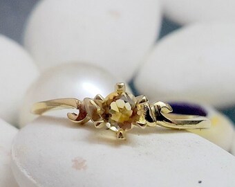 Vente! Anneau jaune, anneau de citrine, anneau de pierre de naissance de novembre, anneau d’or, anneau mignon, cadeau de mariage, bijoux de mariée