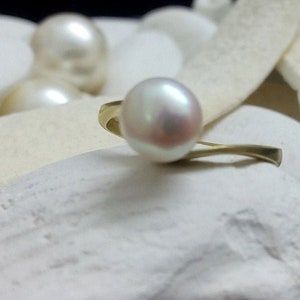 Slim Freshwater Pearl Ring: 14k Gold Filled Delicate Band