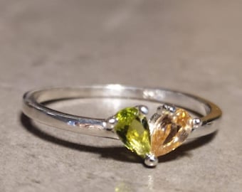 Sterling Silver Heart Birthstone Ring: Gemstone Sister Ring