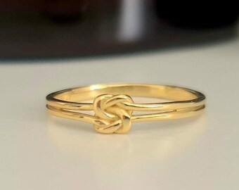 Sterling Silver Double Knot Ring: Delicate Love Knot Jewelry