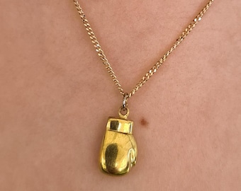 Gold Boxing Glove Pendant: 14k Gold Filled Sport Necklace