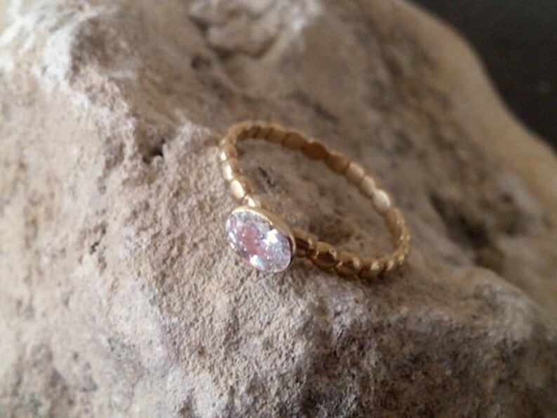 SALE!Clear quartz ring,stack ring,Engagement oval ring,gemstone ring,April birthstone ring,gold band ring,birthday ring