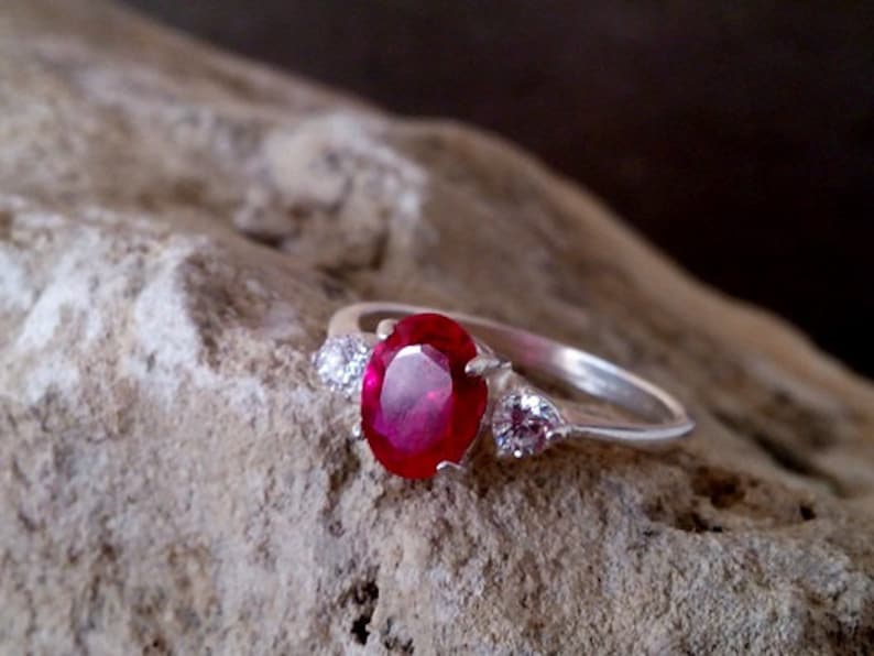 wedding gift Birthstone ring,Triple Ruby ring,red engagement ring,July ring,alternative ring SALE gift for her
