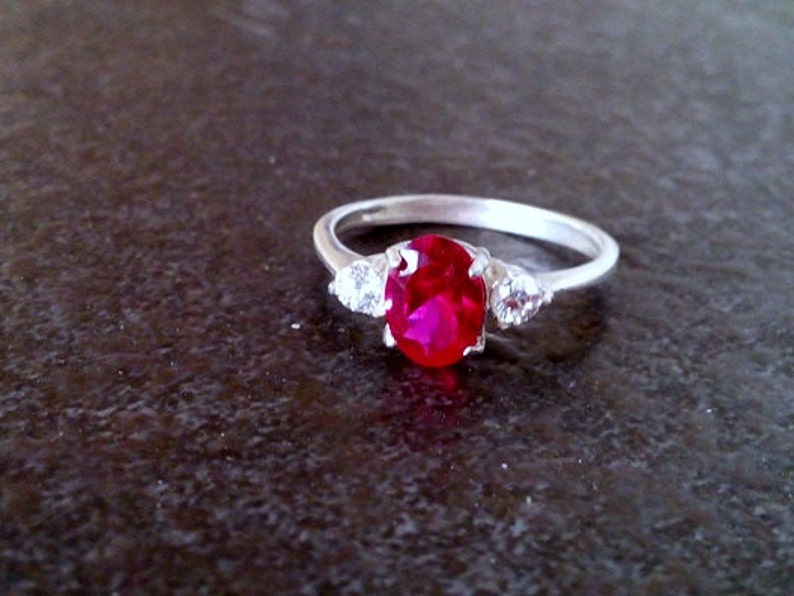 wedding gift Birthstone ring,Triple Ruby ring,red engagement ring,July ring,alternative ring SALE gift for her
