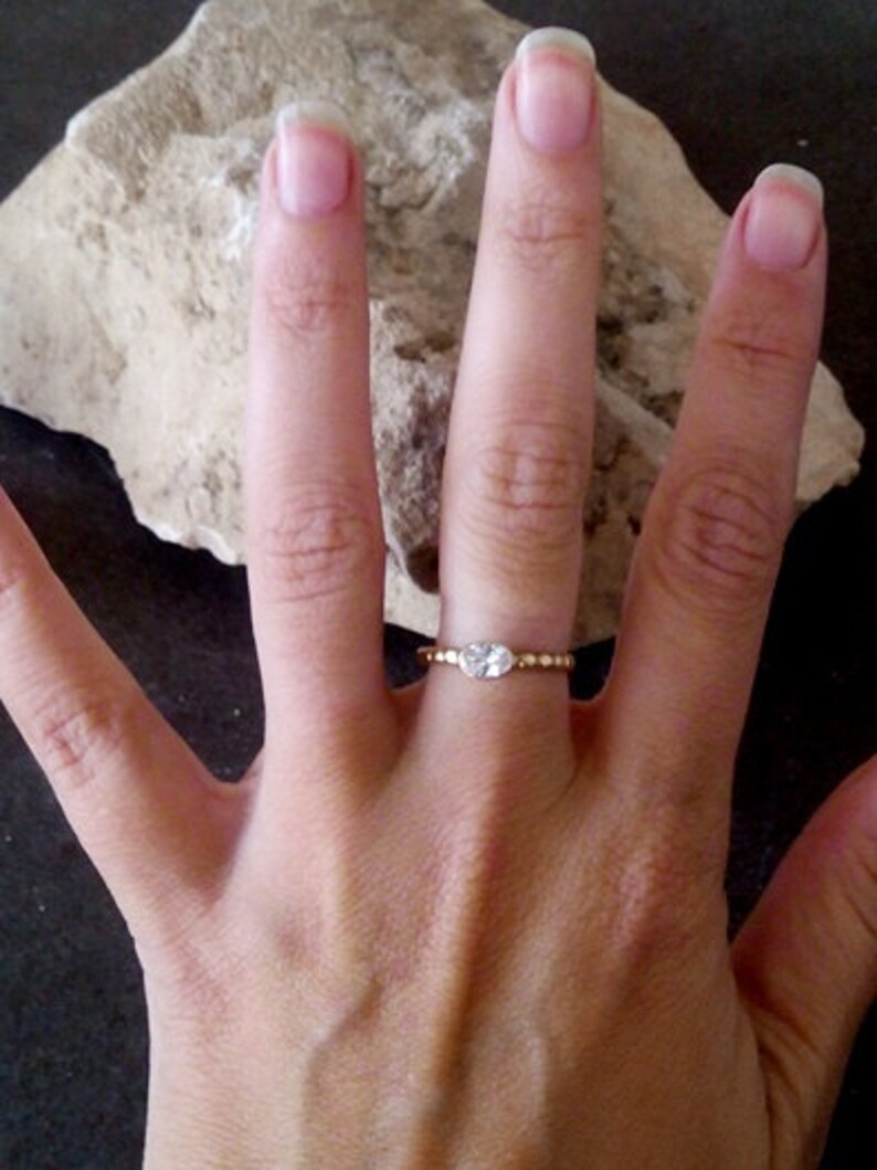 SALE!Clear quartz ring,stack ring,Engagement oval ring,gemstone ring,April birthstone ring,gold band ring,birthday ring