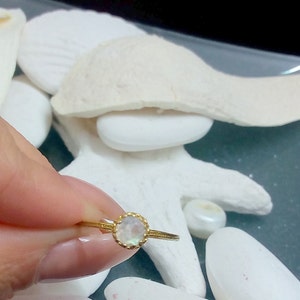 Slim Gold Ring, Real Moonstone Ring, Tiny Ring, Rainbow Stone Ring, Gemstone Ring, Stacking Ring, June Ring, Simple Ring image 2