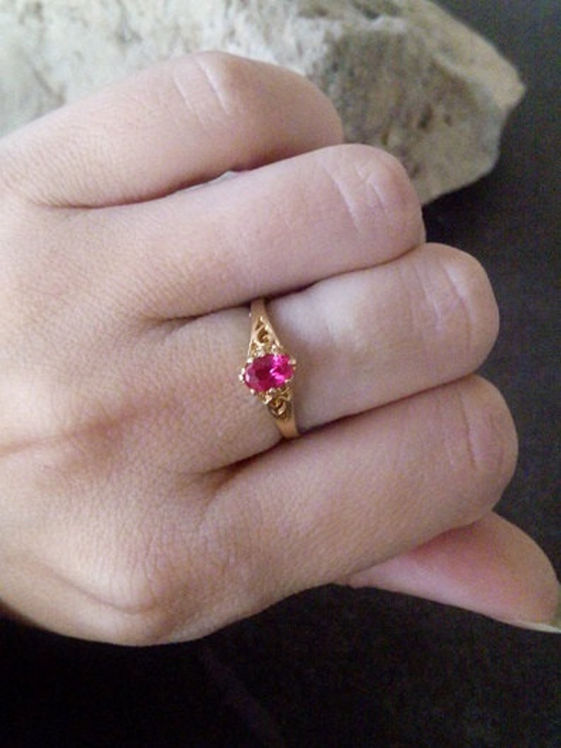 Delicate Ruby Ring Gold Ring Red Stone Ring Gold Stack - Etsy