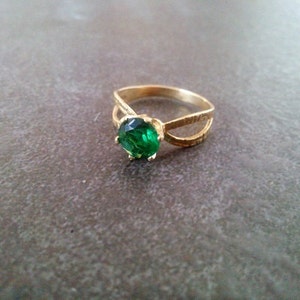 Green Ring, Emerald Gold Ring, Gold Ring, Simple Ring, Small Round Ring ...