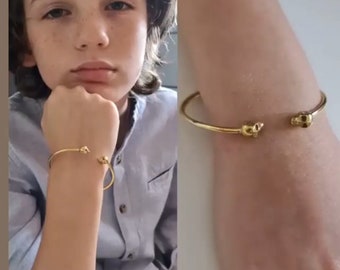 14K Gold Filled Skull Bangle: Gothic Unisex Bracelet